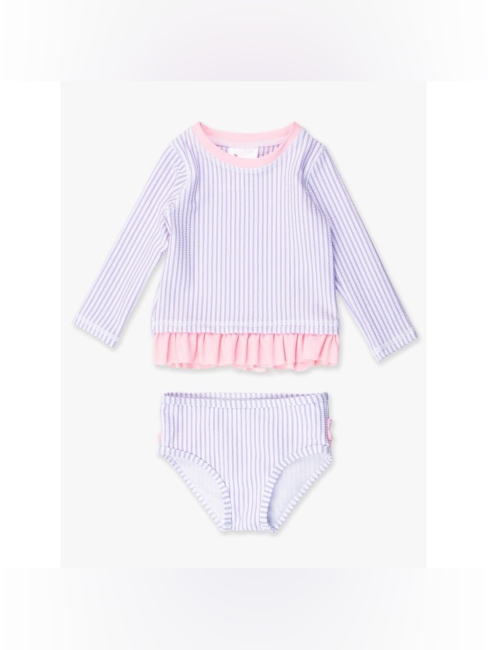 Ruffle Butts Lavender Seersucker Long Sleeve Rash Guard Bikini size 7